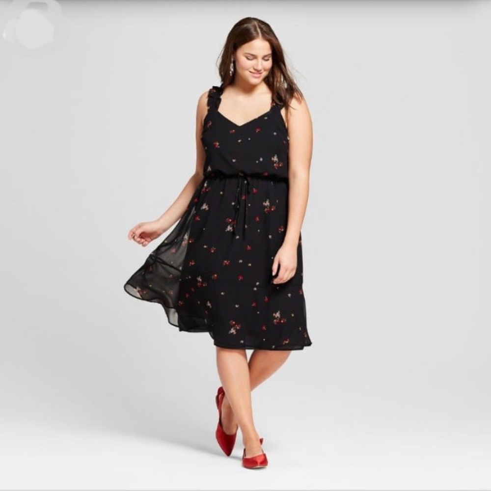 Who What Wear Black Floral Print Dress